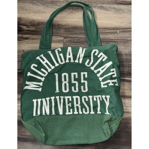 Victoria Secret Pink Michigan State University Green Zip Tote Bag Rare!‎